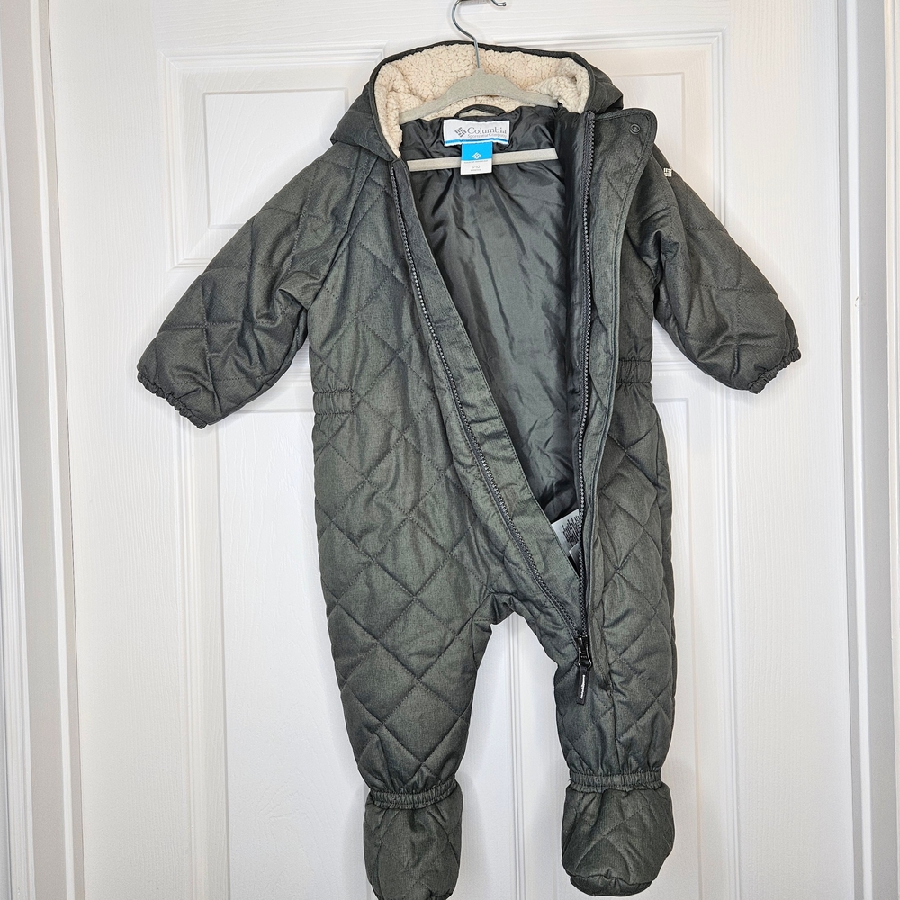 Columbia Baby Snowsuit 6-12M Quilted Bunting Suit Puffer Cozy Olive Green - Picture 10 of 16